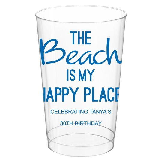 The Beach is My Happy Place Clear Plastic Cups